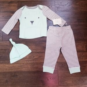 Cloud Island Mint and Gray 3 Piece Set Size 6-9 M
